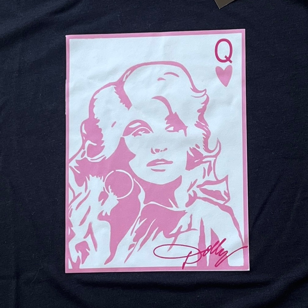 Dolly Parton T-Shirt Cropped Pink Queen of Hearts Nashville Black XL So Soft NEW - Picture 10 of 10